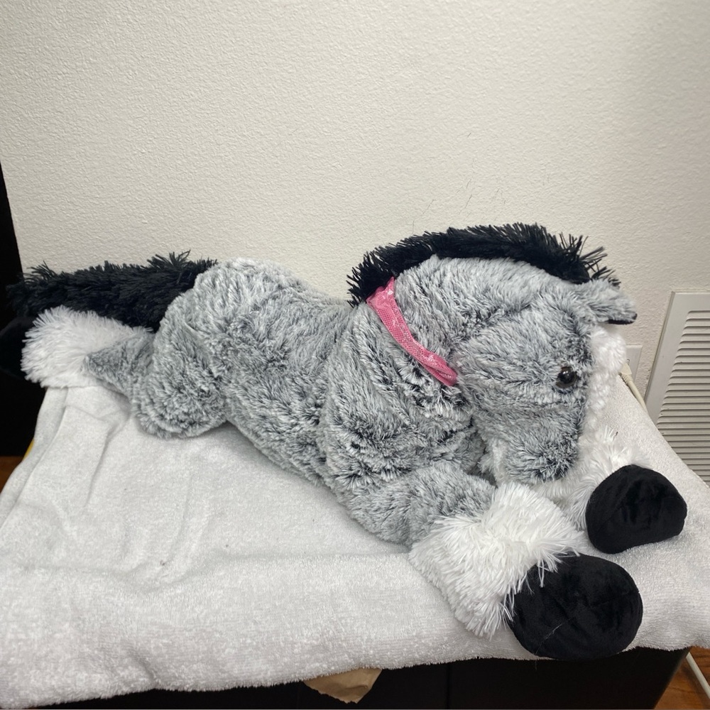 NWT New MaoGoLan Large Black Gray Plush Horse Stuffed Animal for Kids Adorable